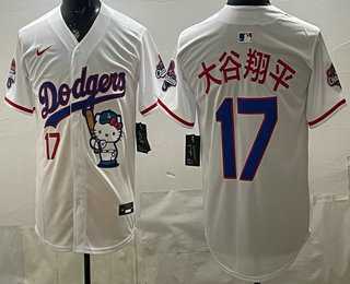 Men's Los Angeles Dodgers #17 Shohei Ohtani White Japanese Hello Kitty 2025 World Series Champions Limited Jersey,We sell and wholesale Men's Los Angeles Dodgers #17 Shohei Ohtani White Japanese Hello Kitty 2025 World Series Champions Limited Jersey on line form chian!