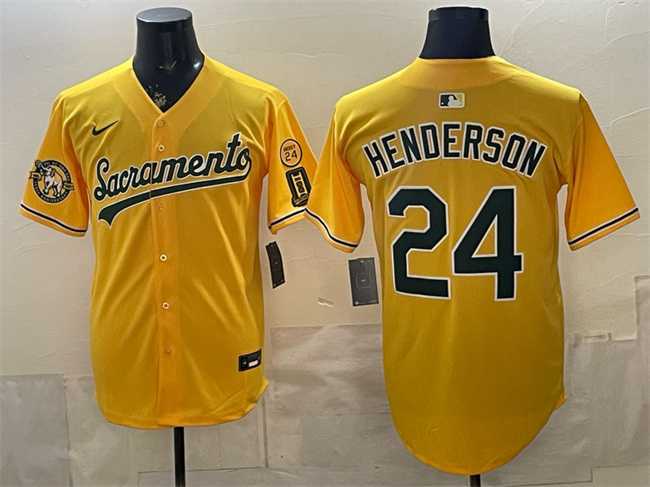Men's Oakland Athletics #24 Rickey Henderson 2026 Yellow Alternate Sacramento Celebrating 125 Years Vapor Limited Stitched Jersey,We sell and wholesale Men's Oakland Athletics #24 Rickey Henderson 2026 Yellow Alternate Sacramento Celebrating 125 Years Vapor Limited Stitched Jersey on line form chian!