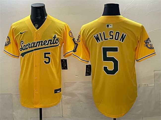 Men's Oakland Athletics #5 Jacob Wilson 2026 Yellow Alternate Sacramento Celebrating 125 Years Vapor Limited Stitched Jersey,We sell and wholesale Men's Oakland Athletics #5 Jacob Wilson 2026 Yellow Alternate Sacramento Celebrating 125 Years Vapor Limited Stitched Jersey on line form chian!