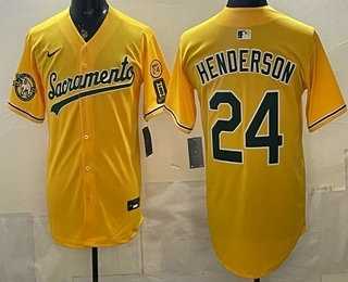 Men's Oakland Athletics #24 Ricky Henderson Yellow Limited Jersey,We sell and wholesale Men's Oakland Athletics #24 Ricky Henderson Yellow Limited Jersey on line form chian!