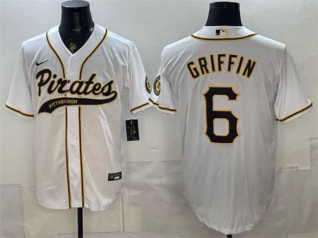 Men's Pittsburgh Pirates #6 Konnor Griffin White Cool Base Stitched Jersey,We sell and wholesale Men's Pittsburgh Pirates #6 Konnor Griffin White Cool Base Stitched Jersey on line form chian!