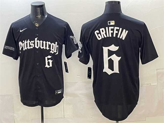 Men's Pittsburgh Pirates #6 Konnor Griffin Black 'Gothic Steel City Edition' Vapor Limited Stitched Jersey,We sell and wholesale Men's Pittsburgh Pirates #6 Konnor Griffin Black 'Gothic Steel City Edition' Vapor Limited Stitched Jersey on line form chian!