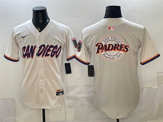 Men's San Diego Padres Team Big Logo Cream 2026 City Connect Stadium Stitched Jersey,We sell and wholesale Men's San Diego Padres Team Big Logo Cream 2026 City Connect Stadium Stitched Jersey on line form chian!