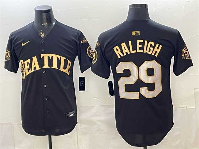 Men's Seattle Mariners #29 Cal Raleigh Black Gold 50th Anniversary & AL West Division Champions Patch Vapor Limited Stitched Jersey,We sell and wholesale Men's Seattle Mariners #29 Cal Raleigh Black Gold 50th Anniversary & AL West Division Champions Patch Vapor Limited Stitched Jersey on line form chian!