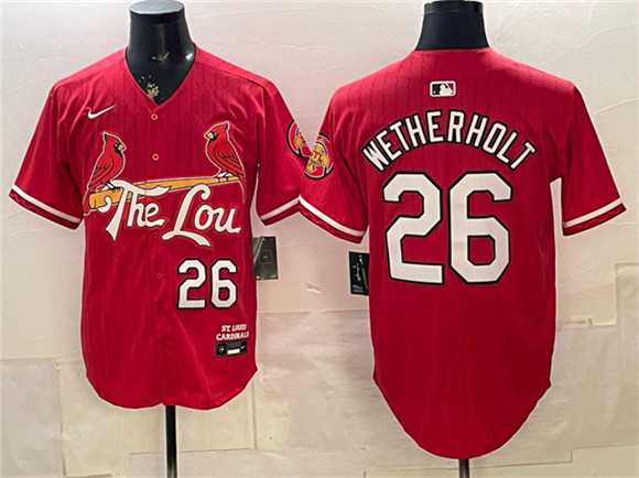 Men's St. Louis Cardinals #26 JJ Wetherholt Red 2024 City Connect Stitched Jersey,We sell and wholesale Men's St. Louis Cardinals #26 JJ Wetherholt Red 2024 City Connect Stitched Jersey on line form chian!