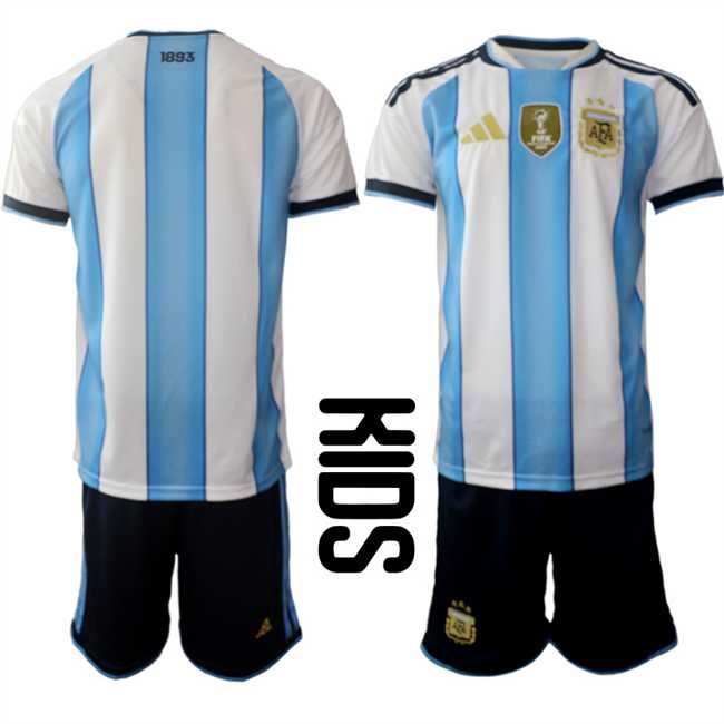 Youth Argentina Blank White Blue 2025-26 Home Soccer Jersey Suit,We sell and wholesale Youth Argentina Blank White Blue 2025-26 Home Soccer Jersey Suit on line form chian!