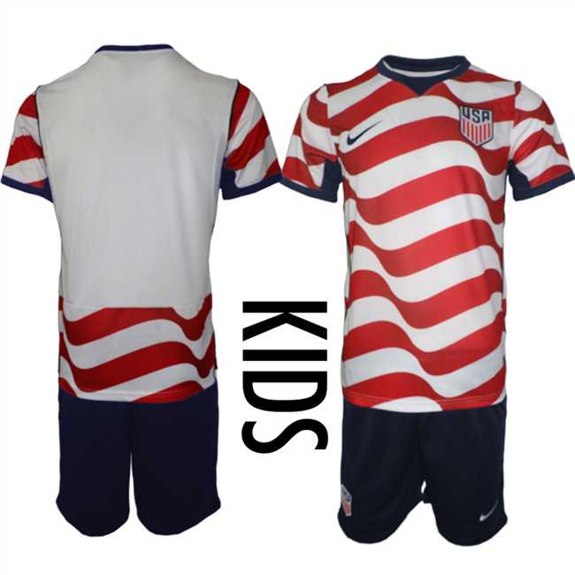 Youth United States Blank White Red 2026 Home Soccer Jersey Suit,We sell and wholesale Youth United States Blank White Red 2026 Home Soccer Jersey Suit on line form chian!