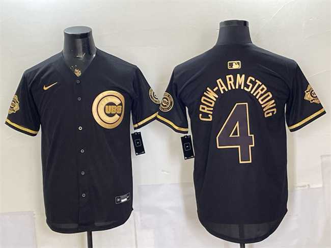 Men's Chicago Cubs #4 Pete Crow-Armstrong Black Gold 150th Anniversary Patch Stitched Jersey Dzhi,We sell and wholesale Men's Chicago Cubs #4 Pete Crow-Armstrong Black Gold 150th Anniversary Patch Stitched Jersey Dzhi on line form chian!