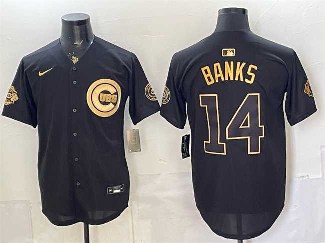 Men's Chicago Cubs #14 Ernie Banks Black Gold 150th Anniversary Patch Stitched Jersey Dzhi,We sell and wholesale Men's Chicago Cubs #14 Ernie Banks Black Gold 150th Anniversary Patch Stitched Jersey Dzhi on line form chian!