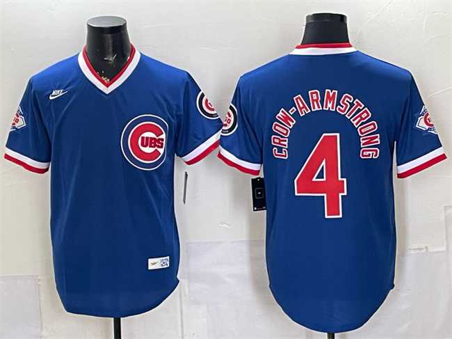 Men's Chicago Cubs #4 Pete Crow-Armstrong Royal 150th Anniversary Throwback Vapor Limited Stitched Jersey,We sell and wholesale Men's Chicago Cubs #4 Pete Crow-Armstrong Royal 150th Anniversary Throwback Vapor Limited Stitched Jersey on line form chian!