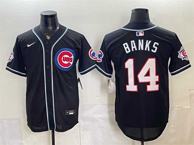 Men's Chicago Cubs #14 Ernie Banks 150th Anniversary Black Out Style Vapor Premier Limited Stitched Jersey,We sell and wholesale Men's Chicago Cubs #14 Ernie Banks 150th Anniversary Black Out Style Vapor Premier Limited Stitched Jersey on line form chian!