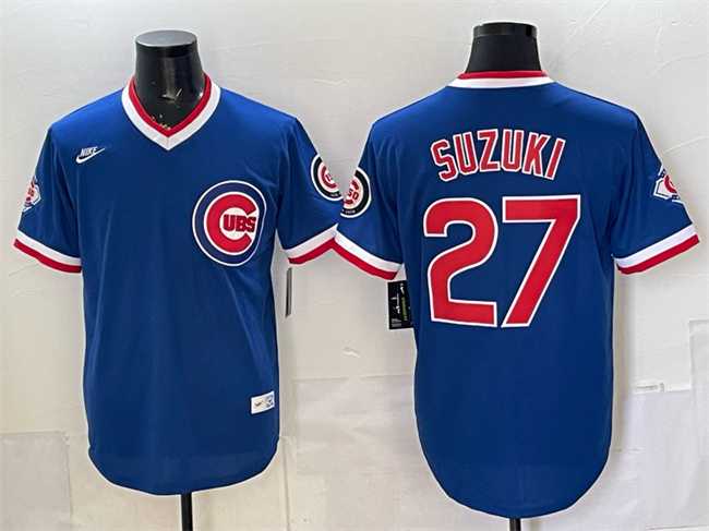 Men's Chicago Cubs #27 Seiya Suzuki Royal 150th Anniversary Throwback Vapor Limited Stitched Jersey,We sell and wholesale Men's Chicago Cubs #27 Seiya Suzuki Royal 150th Anniversary Throwback Vapor Limited Stitched Jersey on line form chian!