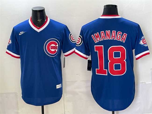 Men's Chicago Cubs #18 Shota Imanaga Royal 150th Anniversary Throwback Vapor Limited Stitched Jersey,We sell and wholesale Men's Chicago Cubs #18 Shota Imanaga Royal 150th Anniversary Throwback Vapor Limited Stitched Jersey on line form chian!
