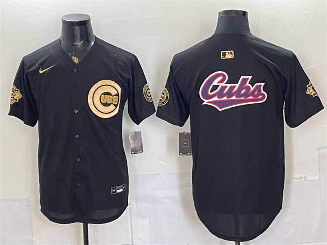 Men's Chicago Cubs Team Big Logo Black Gold 150th Anniversary Patch Stitched Jersey Dzhi,We sell and wholesale Men's Chicago Cubs Team Big Logo Black Gold 150th Anniversary Patch Stitched Jersey Dzhi on line form chian!