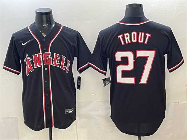 Men's Los Angeles Angels #27 Mike Trout 2026 Fashion Replica Black Out Stitched Jersey,We sell and wholesale Men's Los Angeles Angels #27 Mike Trout 2026 Fashion Replica Black Out Stitched Jersey on line form chian!