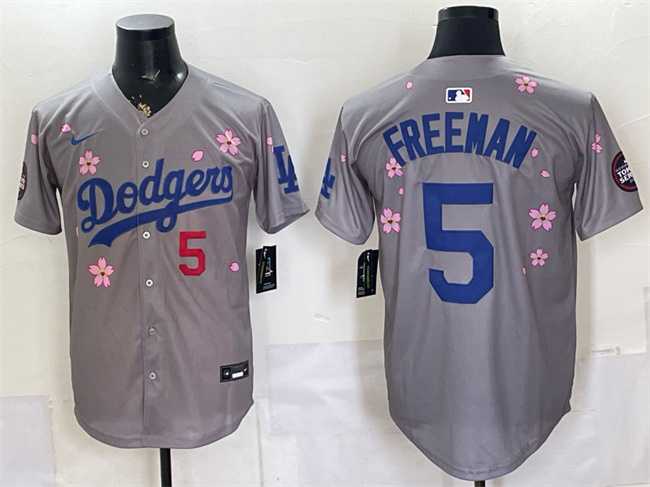 Men's Los Angeles Dodgers #5 Freddie Freeman Grey 2025 Tokyo Series Limited Stitched Jersey,We sell and wholesale Men's Los Angeles Dodgers #5 Freddie Freeman Grey 2025 Tokyo Series Limited Stitched Jersey on line form chian!