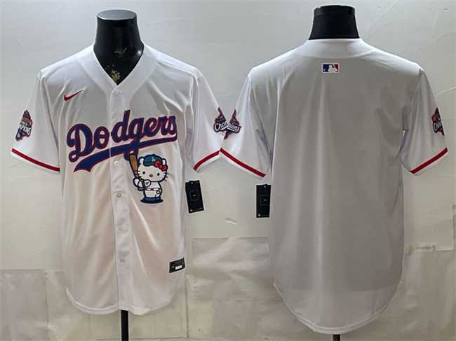 Men's Los Angeles Dodgers Blank White Hello Kitty Night 2025 World Series Champions Patch Stitched Jersey Dzhi,We sell and wholesale Men's Los Angeles Dodgers Blank White Hello Kitty Night 2025 World Series Champions Patch Stitched Jersey Dzhi on line form chian!