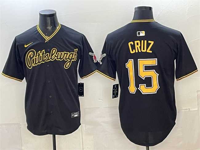 Men's Pittsburgh Pirates #15 Oneil Cruz Black Limited Stitched Jersey,We sell and wholesale Men's Pittsburgh Pirates #15 Oneil Cruz Black Limited Stitched Jersey on line form chian!
