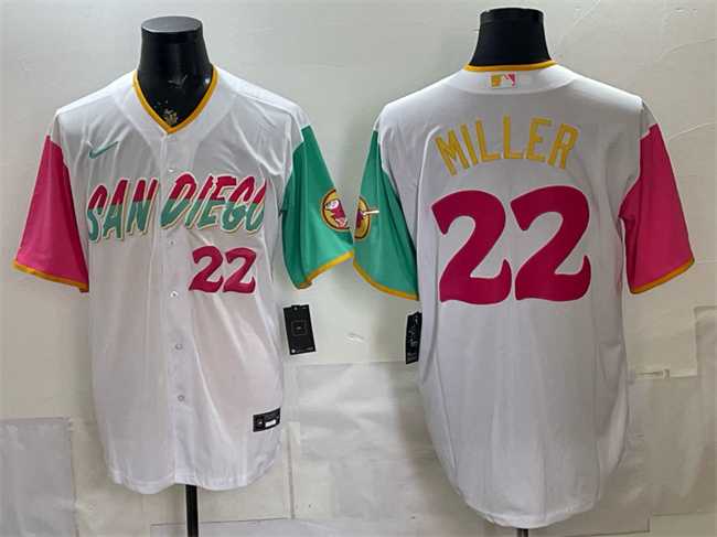 Men's San Diego Padres #22 Mason Miller 2022 White City Connect Cool Base Stitched Jersey,We sell and wholesale Men's San Diego Padres #22 Mason Miller 2022 White City Connect Cool Base Stitched Jersey on line form chian!