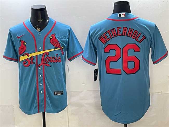 Men's St. Louis Cardinals #26 JJ Wetherholt Blue Cool Base Stitched Jersey,We sell and wholesale Men's St. Louis Cardinals #26 JJ Wetherholt Blue Cool Base Stitched Jersey on line form chian!