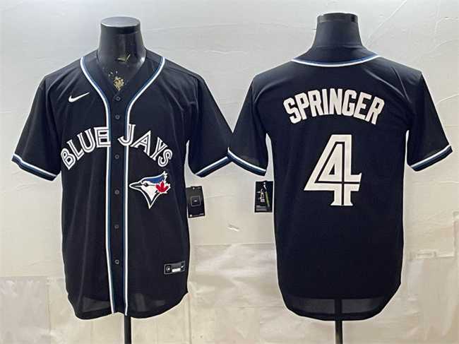 Men's Toronto Blue Jays #4 George Springer 2026 Fashion Replica Black Out Stitched Jersey,We sell and wholesale Men's Toronto Blue Jays #4 George Springer 2026 Fashion Replica Black Out Stitched Jersey on line form chian!