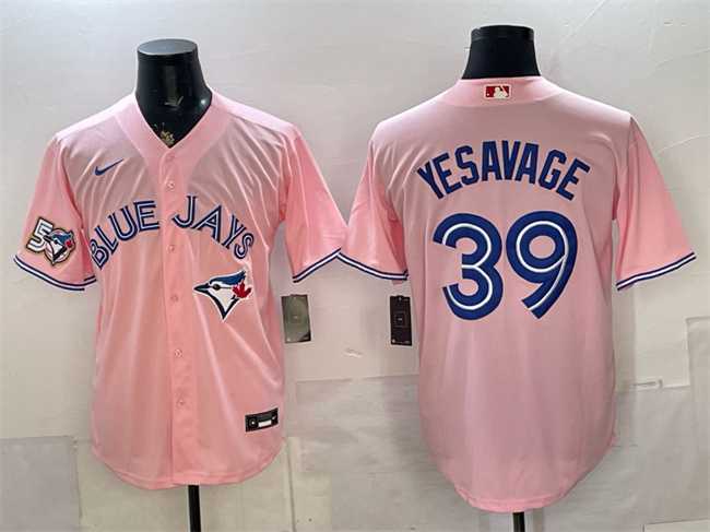 Men's Toronto Blue Jays #39 Trey Yesavage Pink 50 Seasons Patch Stitched Jersey,We sell and wholesale Men's Toronto Blue Jays #39 Trey Yesavage Pink 50 Seasons Patch Stitched Jersey on line form chian!