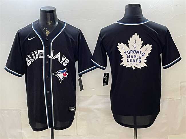 Men's Toronto Blue Jays & Leafs With White Leafs Logo 2026 Fashion Replica Black Out Stitched Jersey Dzhi,We sell and wholesale Men's Toronto Blue Jays & Leafs With White Leafs Logo 2026 Fashion Replica Black Out Stitched Jersey Dzhi on line form chian!