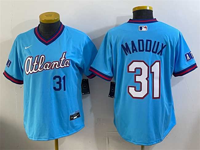 Women's Atlanta Braves #31 Greg Maddux Powder Blue 2026 City Connect Stadium Stitched Jersey,We sell and wholesale Women's Atlanta Braves #31 Greg Maddux Powder Blue 2026 City Connect Stadium Stitched Jersey on line form chian!