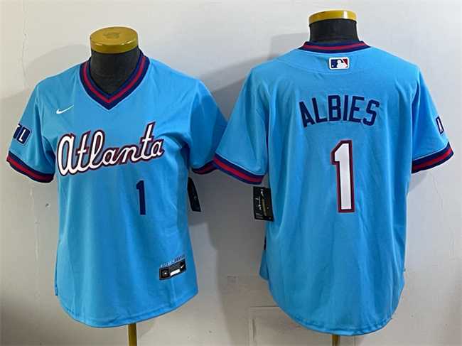 Women's Atlanta Braves #1 Ozzie Albies Powder Blue 2026 City Connect Stadium Stitched Jersey,We sell and wholesale Women's Atlanta Braves #1 Ozzie Albies Powder Blue 2026 City Connect Stadium Stitched Jersey on line form chian!