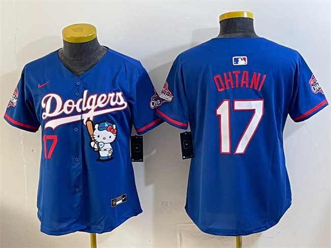 Women's Los Angeles Dodgers #17 Shohei Ohtani Royal Hello Kitty Night 2025 World Series Champions Patch Stitched Jersey Dzhi,We sell and wholesale Women's Los Angeles Dodgers #17 Shohei Ohtani Royal Hello Kitty Night 2025 World Series Champions Patch Stitched Jersey Dzhi on line form chian!