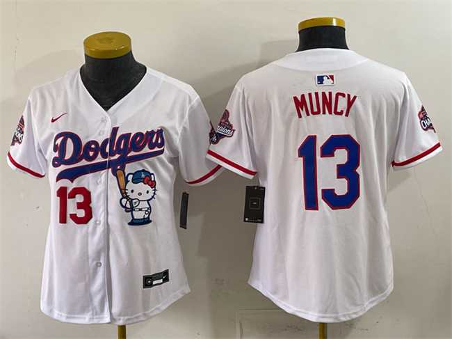 Women's Los Angeles Dodgers #13 Max Muncy White Hello Kitty Night 2025 World Series Champions Patch Stitched Jersey Dzhi,We sell and wholesale Women's Los Angeles Dodgers #13 Max Muncy White Hello Kitty Night 2025 World Series Champions Patch Stitched Jersey Dzhi on line form chian!