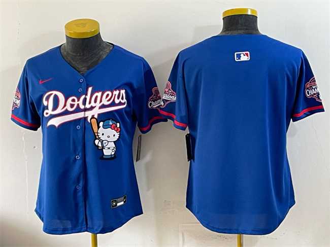 Women's Los Angeles Dodgers Blank Royal Hello Kitty Night 2025 World Series Champions Patch Stitched Baseba Dzhi,We sell and wholesale Women's Los Angeles Dodgers Blank Royal Hello Kitty Night 2025 World Series Champions Patch Stitched Baseba Dzhi on line form chian!