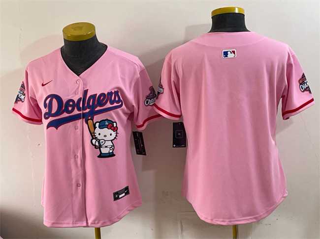 Women's Los Angeles Dodgers Blank Pink Hello Kitty Night 2025 World Series Champions Patch Stitched Jersey Dzhi,We sell and wholesale Women's Los Angeles Dodgers Blank Pink Hello Kitty Night 2025 World Series Champions Patch Stitched Jersey Dzhi on line form chian!