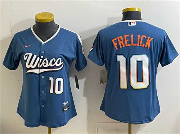 Women's Milwaukee Brewers #10 Sal Frelick Mineral Blue 2026 City Connect Stadium Stitched Jersey,We sell and wholesale Women's Milwaukee Brewers #10 Sal Frelick Mineral Blue 2026 City Connect Stadium Stitched Jersey on line form chian!