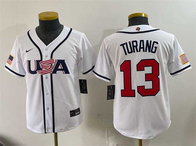 Youth USA Baseball #13 Brice Turang White 2026 World Baseball Classic Home Stadium Stitched Jersey,We sell and wholesale Youth USA Baseball #13 Brice Turang White 2026 World Baseball Classic Home Stadium Stitched Jersey on line form chian!