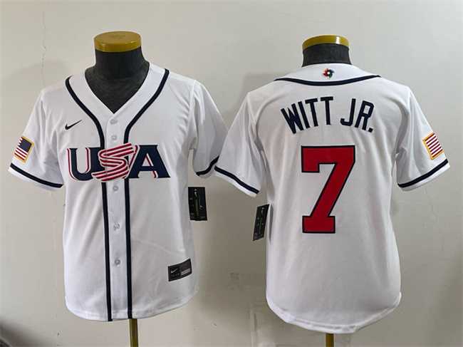 Youth USA Baseball #7 Bobby Witt Jr. White 2026 World Baseball Classic Home Stadium Stitched Jersey,We sell and wholesale Youth USA Baseball #7 Bobby Witt Jr. White 2026 World Baseball Classic Home Stadium Stitched Jersey on line form chian!