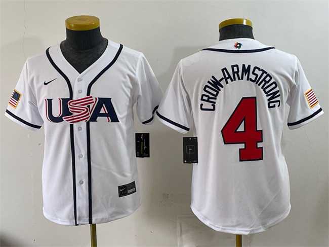 Youth USA Baseball #4 Pete Crow-Armstrong White 2026 World Baseball Classic Home Stadium Stitched Jersey,We sell and wholesale Youth USA Baseball #4 Pete Crow-Armstrong White 2026 World Baseball Classic Home Stadium Stitched Jersey on line form chian!
