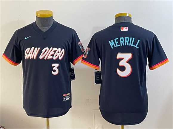 Youth San Diego Padres #3 Jackson Merrill Obsidian 2026 City Connect Stadium Stitched Jersey,We sell and wholesale Youth San Diego Padres #3 Jackson Merrill Obsidian 2026 City Connect Stadium Stitched Jersey on line form chian!