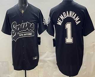 Mens San Antonio Spurs #1 Victor Wembanyama Black Stitched Baseball Jerseys Dzhi,We sell and wholesale Mens San Antonio Spurs #1 Victor Wembanyama Black Stitched Baseball Jerseys Dzhi on line form chian!