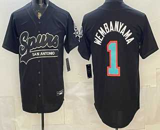 Men's San Antonio Spurs #1 Victor Wembanyama Black Stitched Baseball Jersey Dzhi,We sell and wholesale Men's San Antonio Spurs #1 Victor Wembanyama Black Stitched Baseball Jersey Dzhi on line form chian!