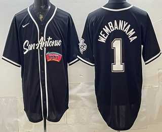 Men's San Antonio Spurs #1 Victor Wembanyama Black Stitched Baseball Jerseys Dzhi,We sell and wholesale Men's San Antonio Spurs #1 Victor Wembanyama Black Stitched Baseball Jerseys Dzhi on line form chian!
