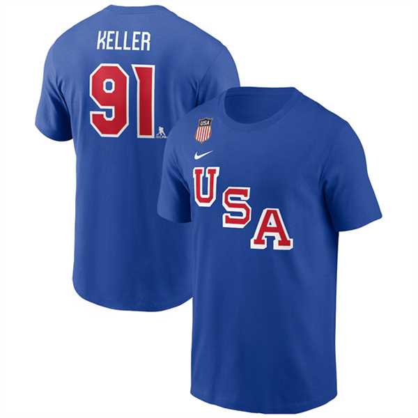 Men's US Hockey USA Hockey #91 Clayton Keller Royal 2026 Name & Number T-Shirt,We sell and wholesale Men's US Hockey USA Hockey #91 Clayton Keller Royal 2026 Name & Number T-Shirt on line form chian!