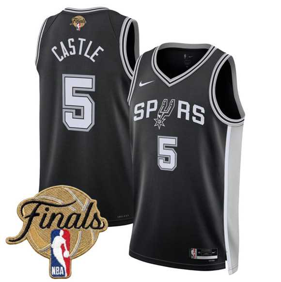 Men's San Antonio Spurs #5 Stephon Castle Black 2026 Finals Patch Icon Edition Stitched Jersey Dzhi,We sell and wholesale Men's San Antonio Spurs #5 Stephon Castle Black 2026 Finals Patch Icon Edition Stitched Jersey Dzhi on line form chian!