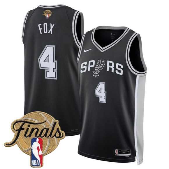 Men's San Antonio Spurs #4 De'Aaron Fox Black 2026 Finals Patch Icon Edition Stitched Jersey Dzhi,We sell and wholesale Men's San Antonio Spurs #4 De'Aaron Fox Black 2026 Finals Patch Icon Edition Stitched Jersey Dzhi on line form chian!