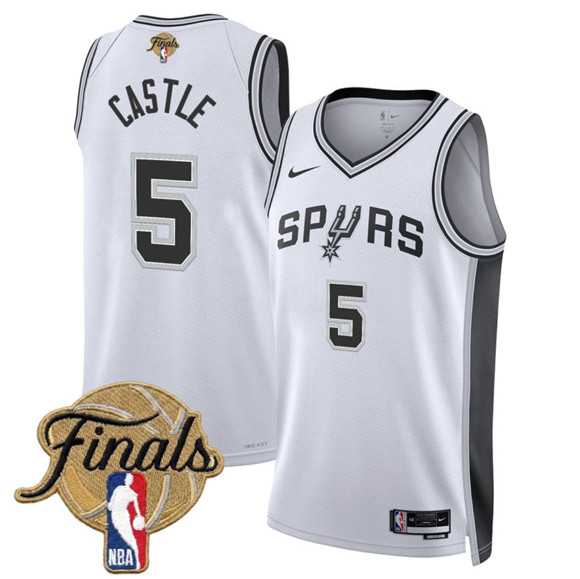 Men's San Antonio Spurs #5 Stephon Castle White 2026 Finals Patch Association Edition Stitched Jersey Dzhi,We sell and wholesale Men's San Antonio Spurs #5 Stephon Castle White 2026 Finals Patch Association Edition Stitched Jersey Dzhi on line form chian!