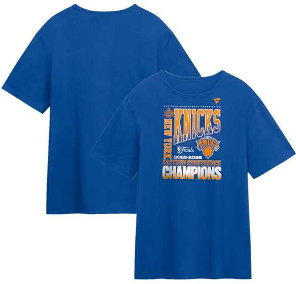 Men's New York Knicks Blue Stacked Block 2026 Eastern Conference Champions T-Shirt,We sell and wholesale Men's New York Knicks Blue Stacked Block 2026 Eastern Conference Champions T-Shirt on line form chian!