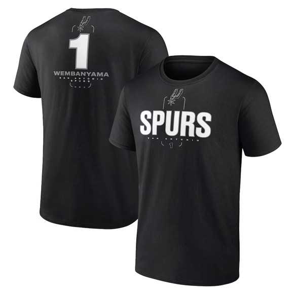 Men's San Antonio Spurs #1 Victor Wembanyama Black Playmaker Name & Number T-Shirt,We sell and wholesale Men's San Antonio Spurs #1 Victor Wembanyama Black Playmaker Name & Number T-Shirt on line form chian!