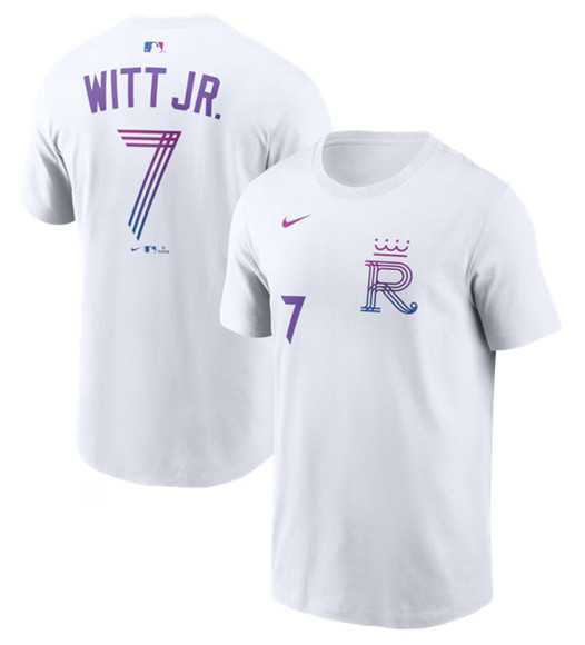 Men's Kansas City Royals #7 Bobby Witt Jr. White 2026 City Connect Name & Number T-Shirt,We sell and wholesale Men's Kansas City Royals #7 Bobby Witt Jr. White 2026 City Connect Name & Number T-Shirt on line form chian!