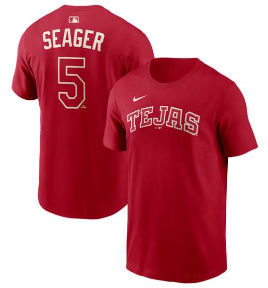 Men's Texas Rangers #5 Corey Seager Red 2026 City Connect Name & Number T-Shirt,We sell and wholesale Men's Texas Rangers #5 Corey Seager Red 2026 City Connect Name & Number T-Shirt on line form chian!