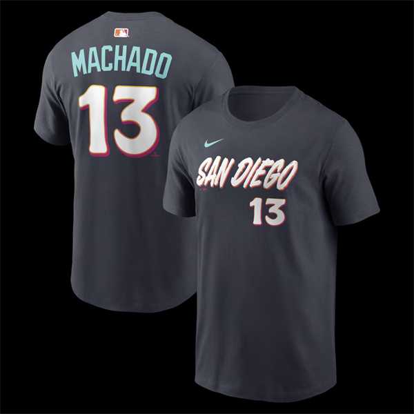 Men's San Diego Padres #13 Manny Machado Obsidian 2026 City Connect T-Shirt,We sell and wholesale Men's San Diego Padres #13 Manny Machado Obsidian 2026 City Connect T-Shirt on line form chian!